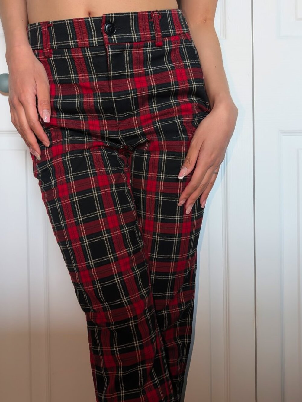 Garage Plaid Red Dress Pants